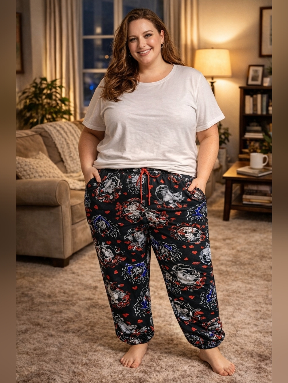 Disney Villains Lounge Pants Women’s 3X Black Red Graphic Joggers Evil Queen Mal